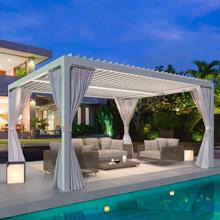 White 10x12 Louvered Roof Gazebo