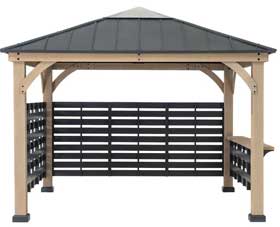 Cedar Frame Hot Tub Gazebo with Bar Shelf and Privacy Walls