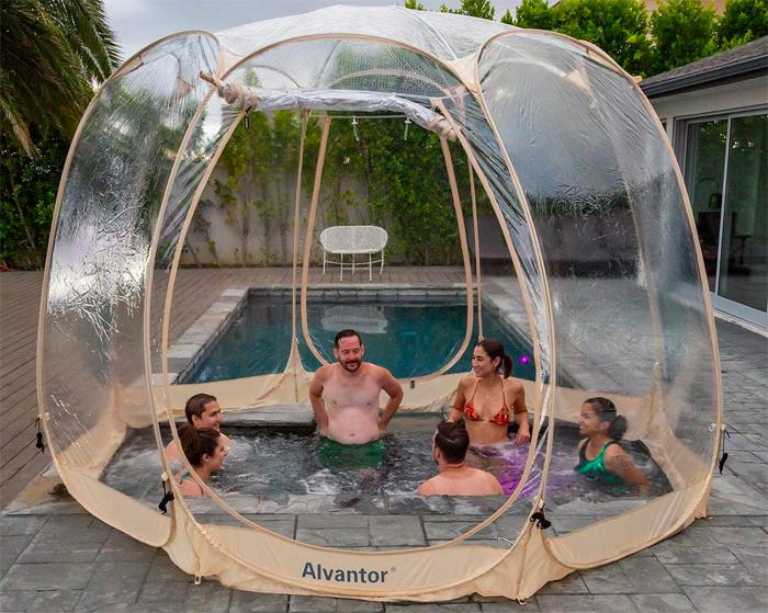 Alvantor 12-foot Pop-Up Bubble Cover for Outdoor Spas. Offers Protection from Wind, Rain, Snow
