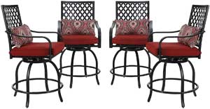Set of 4 Outdoor Swivel Bar Stools with Cushions