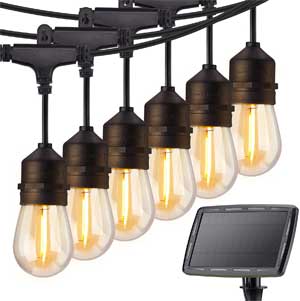 Edison Style Solar String Lights to Hang Above Hot Tub on Pergola Roof