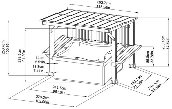 Dimensions of Hot Tub Underneath Gazebo with Bar