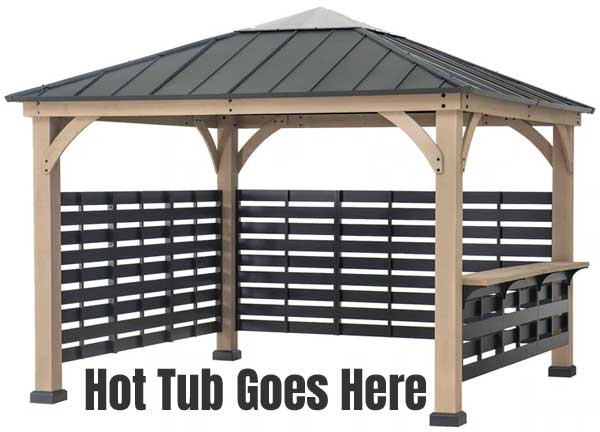 Hot Tub Fits Underneath Square Hardtop Roof Gazebo