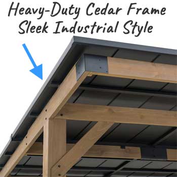 Industrial Style Cedar Wood and Steel Roof Gazebo for Hot Tubs
