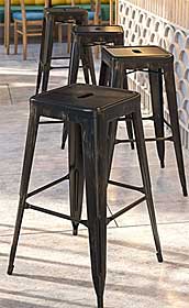 Industrial Backless Metal Barstools for Outdoor Use