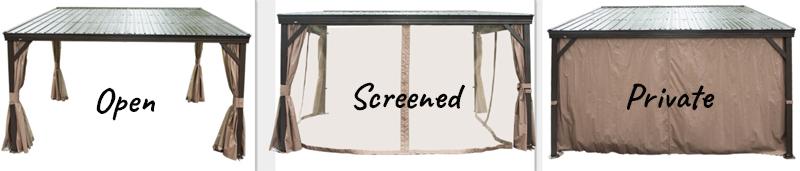 Open and Closed Screen Gazebo Options