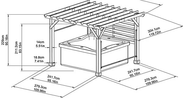 Pergola Frame Measurements to Fit a Hot Tub Underneath